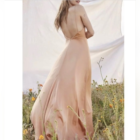 Free People Fame & Partners Gold Rosabel Maxi Dress Size 12 - Picture 4 of 16